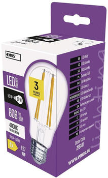 EMOS Led Lampe Edison A60, 5,9W Ersatz für 60W, Vintage-Glühlampe mit E27 Sockel, Helligkeit 806 lm, Neutralweiß 4000 k, 25000 h Lebensdauer, ZF5141