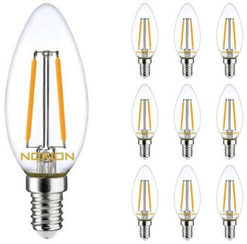Noxion 10x Lucent LED E14 Kerze Fadenlampe Klar 2.5W 250lm - 827 Extra Warmweiß | Ersatz für 25W