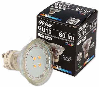 LED line 1x LED Line GU10 1W LED Leuchtmittel 120° SMD 2700K Warmweiß 80 Lumen Spot Strahler Glass Einbauleuchte Energiesparlampe Glühlampe
