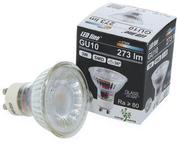 LED line 10x LED Line GU10 3W LED Leuchtmittel 36° SMD 6000K Kaltweiß 273 Lumen Spot Strahler Glass Einbauleuchte Energiesparlampe Glühlampe