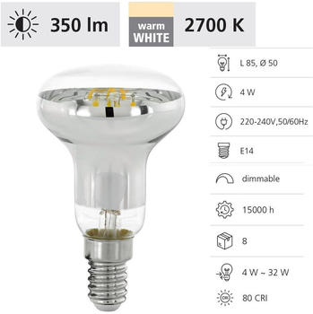 Eglo LED Filament Leuchtmittel E14 L:8.5cm &Oslash;:5cm dimmbar 2700K klar