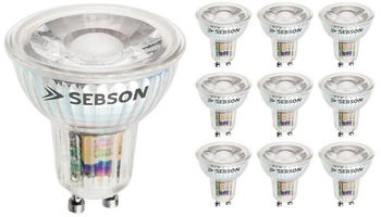 sebson Ra 95 Serie + flimmerfrei, GU10 LED Lampe 5W warmweiß, ersetzt 50W, 380lm, 3000K, 230V LED Leuchtmittel, ø50x54mm, 10er Pack