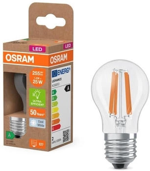 Osram E27 LED Lampe Classic klar 1,2W wie 25W neutralwei&szlig;es Licht 4000K - Energy efficiency class A