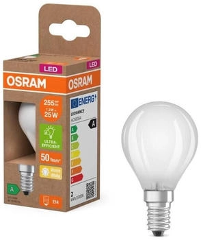 Osram E14 LED Lampe Classic matt 1,2W wie 25W warmwei&szlig;es Licht 2700K - Energy efficiency class A