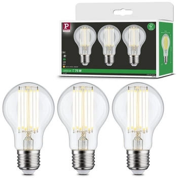 Paulmann Eco-Line Filament 230V, LED Birne, E27, 3er-Pack, 1055lm, 5W, 3000K, Klar