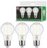 Paulmann Eco-Line Filament 230V, LED Birne, E27, 3er-Pack, 1055lm, 5W, 3000K, Klar