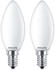Philips LED Classic E14 Lampe, 25 W, Kerzenform, dimmbar, matt, warmweiß, 2er Pack, Weiß