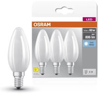 3er Pack OSRAM E14 LED Lampe Base Classic B 60 in Kerzenform matt 5,9W wie 60W