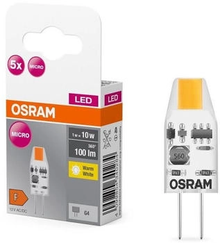 Osram 5er Pack G4-Sockel LED Mico PIN / Stift sehr sparsam 1W wie 10W warmweißes Licht