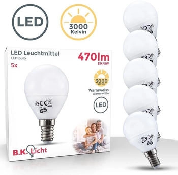 B.K.Licht 5er Set LED Leuchtmittel - E14 LED warmweiss - Energiesparlampen mit 5x5 Watt