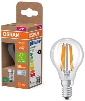 Osram E14 LED Lampe Classic klar 1,2W wie 25W neutralwei&szlig;es Licht 4000K - Energy efficiency class A