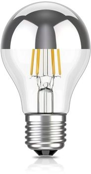 ledscom.de E27 LED Leuchtmittel, A60, warmweiß (2700 K), 4,1 W, 461lm, Kopfspiegel (silber)