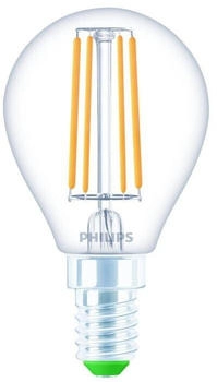 Philips Ultra Efficient LED Filament Lampe E14 Tropfen - P45 2,3W 485lm 2700K Einerpack transparent