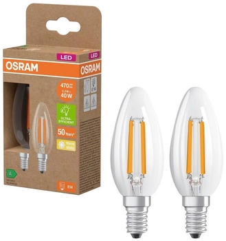 Osram 2er Set E14 LED Kerzenlampe CLASSIC besonders effizient klar 2,2W wie 40W 2700K warmwei&szlig;es Licht