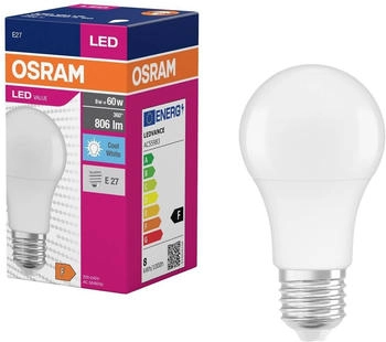 Osram E27 LED Lampe VALUE 8,5W wie 60W 4000K neutralwei&szlig;es Licht blendfreie wei&szlig; mattierte Gl&uuml;hbirne