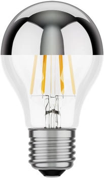 ledscom.de E27 LED Leuchtmittel, A60, warmweiß (2700 K), 6 W, 667lm, Kopfspiegel (silber)