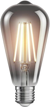 ledscom.de E27 LED Leuchtmittel, ST64, extra warmweiß (1800 K), 7,6 W, 240lm, Rauchglas