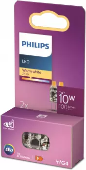 Philips LED Lampe G4 Brenner 1W 100lm 2700K Doppelpack transparent