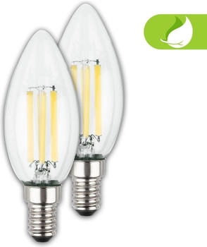 Briloner EEK A 2er Set Filament LED Lampe E14, Warmwei&szlig;es Licht, Kerze