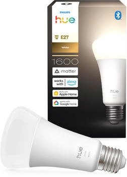 Philips White E27 LED Glühbirne 1600lm warmweiß dimmbar steuerbar via App kompatibel mit Amazon Alexa (Echo Echo Dot) neue Generation (8720169363885)