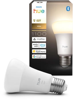 Philips White E27 LED Glühbirne 1100lm warmweiß dimmbar steuerbar via App kompatibel mit Amazon Alexa (Echo Echo Dot) 1er Pack neue Generation (8720169364707)