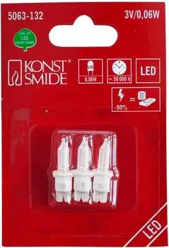 Konstsmide LED Ersatzbirnen 3V 0,06W Steckfassung weiß 3er-Blister (5063-132)