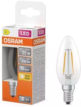 Osram LED Retrofit CLASSIC B B-Form LED-Lampe Glas klar 1,8 W 250 lm 2700 K Energieeffizienzklasse: D CRI: 80