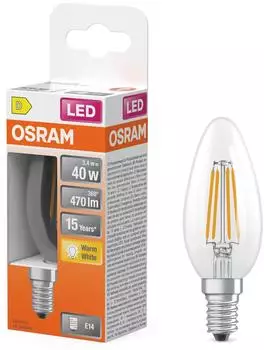 Osram LED Retrofit CLASSIC B B-Form LED-Lampe Glas klar 3,4 W 470 lm 2700 K Energieeffizienzklasse: D CRI: 80