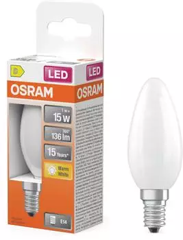 Osram LED Retrofit CLASSIC B B-Form LED-Lampe Glas Matt 1 W 136 lm 2700 K Energieeffizienzklasse: D CRI: 80
