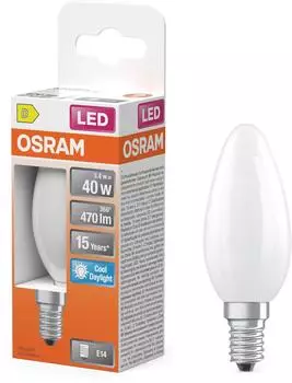Osram LED Retrofit CLASSIC B B-Form LED-Lampe Glas Matt 3,4 W 470 lm 6500 K Energieeffizienzklasse: D CRI: 80