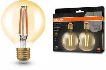 Osram 2x LED Dekorative G80 Glühbirne E27 7.2W = 60W 806lm 2400K Warm 300° Dimmbar Vintage 1906