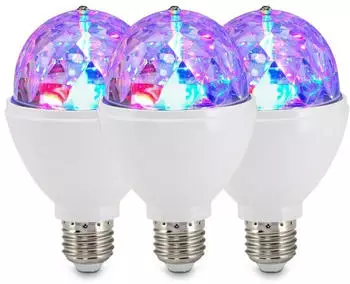 B.K.Licht Briloner Disco Light 3er Set Led- Rgb Farbwechseleffekt Permanente Drehung E27/3w 180&deg; Abstrahlwinkel 12,9x7,3 Cm