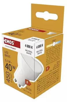 EMOS Basic ZL8F23 LED Lampe MR16, GU10, 5,2W (40W), 450lm, Neutralwei&szlig; (1525730430) ,