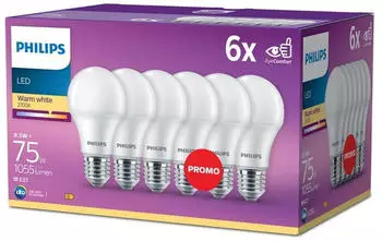 Philips LED Classic A60 E27 75W Warmwei&szlig; Matt (6er-Pack)