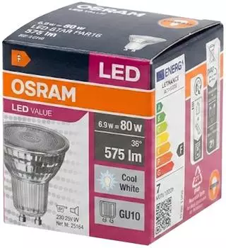 Osram LED STAR PAR16 GU10 6,9W 840 Kaltwei&szlig; 60&deg; 10er-Pack (LVPAR168060 6,9W-840 230V GU10 10X1OSRAM)