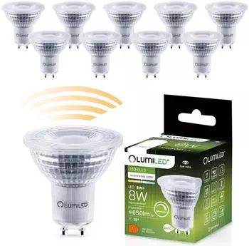 LUMILED GU10 LED-Lampe 8W 650lm 4000K neutralwei&szlig; dimmbar 36&deg; 10er-Pack (PAR16)