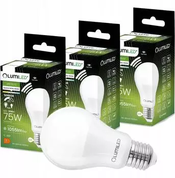 OEM LED Lampe E27 A60 10W 1055lm 4000K Neutralwei&szlig; Bewegungsmelder (3er Pack)