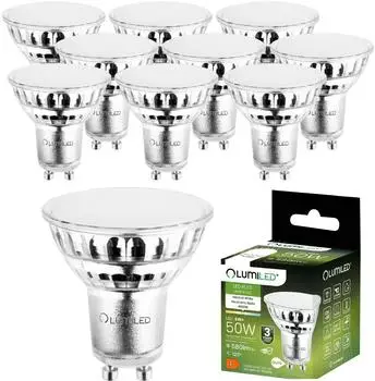 LUMILED LED-Leuchtmittel GU10 6W 580lm neutralwei&szlig; 4000K 120&deg; 10er-Pack (EEK: F)