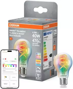 Osram SMART+ Matter Filament Classic A40 RGBW E27 4,8W 2700-6500K (4058075850767)