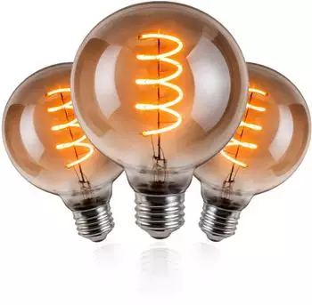 LUMILED Globe Gl&uuml;hbirne G95 E27 LED Filament Smokey Glas 6W 2200K 420lm, 3er-Pack