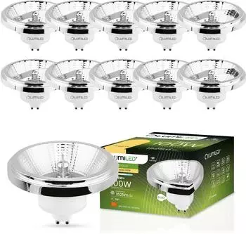 LUMILED ES111 GU10 LED-Leuchtmittel 15W 3000K 24&deg; silber, 10er-Set (ES111)
