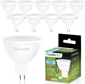 LUMILED MR16 GU5.3 LED-Spot 8W 720lm 6500K 120&deg; 10er-Set (MR16-GU5.3-8W)