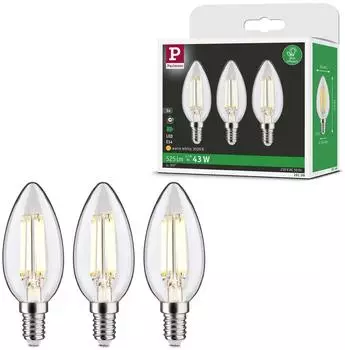 Paulmann Eco-Line Filament LED Kerze E14 3er-Pack 525lm 2,5W 3000K Klar (29199)
