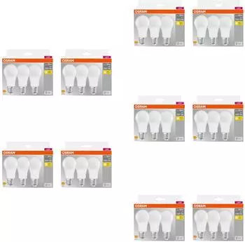 Osram LED Base Classic A E27, matt, warmwei&szlig; 2700K, 10x3er-Pack