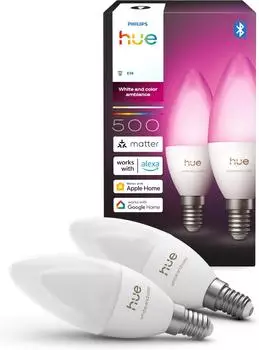 Philips Hue B39 Candle White & Color Ambiance 2er-Set wei&szlig; (929004295302)