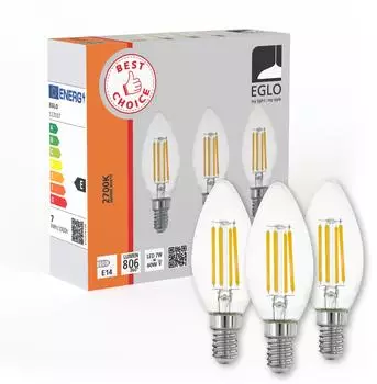 Eglo LED-Kerzenlampe E14 7W 806lm 2700K klar, 3er-Set (113107)