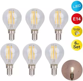 N&auml;ve Daffy LED-Leuchtmittel E14, warmwei&szlig; 2700K, dimmbar, 6er-Set (4139206)