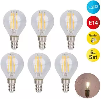 Näve Daffy LED-Leuchtmittel E14 warmweiß dimmbar, 6er-Set (LSN-4140506)