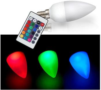 Globo RGB LED Leuchtmittel E14 Sockel 300 Lumen 15 Farben 3,5 Watt Kerzen Form Fernbedienung
