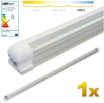 LEDVero 1x SMD LED Röhre 150 cm inklusive Fassung in kaltweiss - Leuchtstoffröhre T8 G13 Tube - Lichtleiste mit 25 W, 2500lm- montagefertig